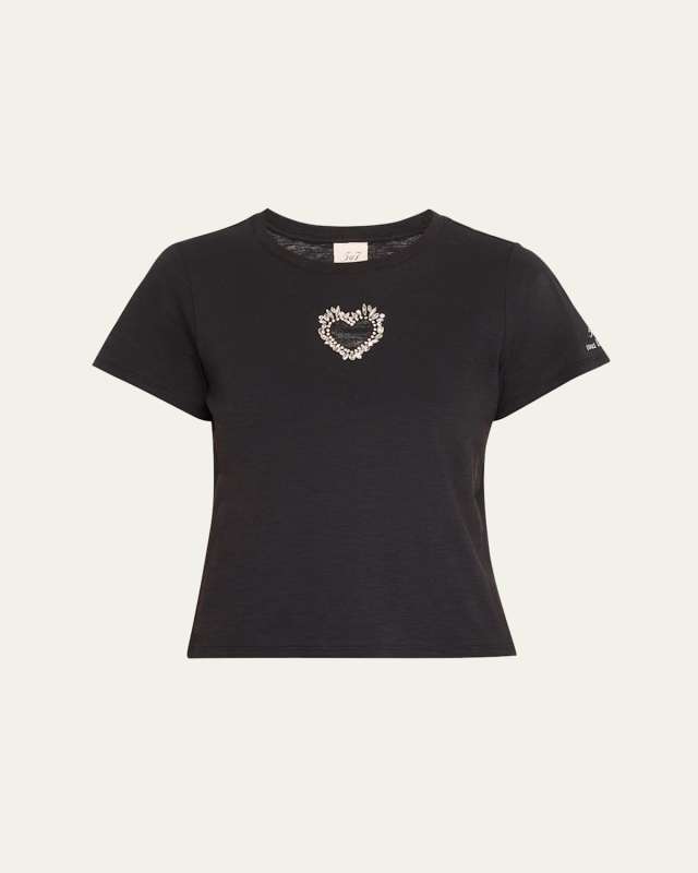 Cut-Out Rhinestone Heart Tee